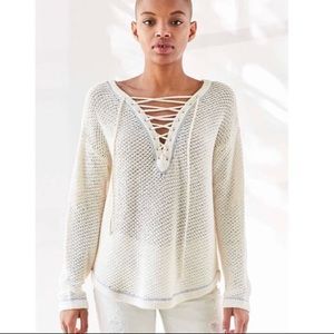 Urban Outfitters • Kimchi Blue Lea Lace Up Sweater